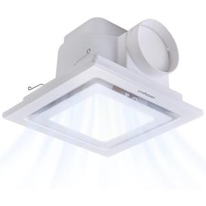 8-Inch Bathroom Exhaust Fan with 3000K/4500K/6000K LED Light | 15W 1200LM 110 CFM Bathroom Ventilation Fan, 1.0 Sones Ultra-Quiet Exhaust Fans for Ceiling Mount Cutout 8''x8''
