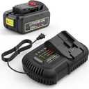 20V 6Ah Battery & Charger Combo - Replacement for Dewalt DCB206/DCB204, Compatible with 20V/12V Tools (DCD/DCF/DCG/DCS Series)