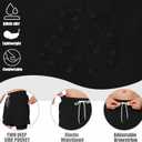 Mens Swim Trunks with Compression Liner 5 inch Inseam Quick Dry Bathing Suit 2 in 1 Board Shorts (Medium, Black)