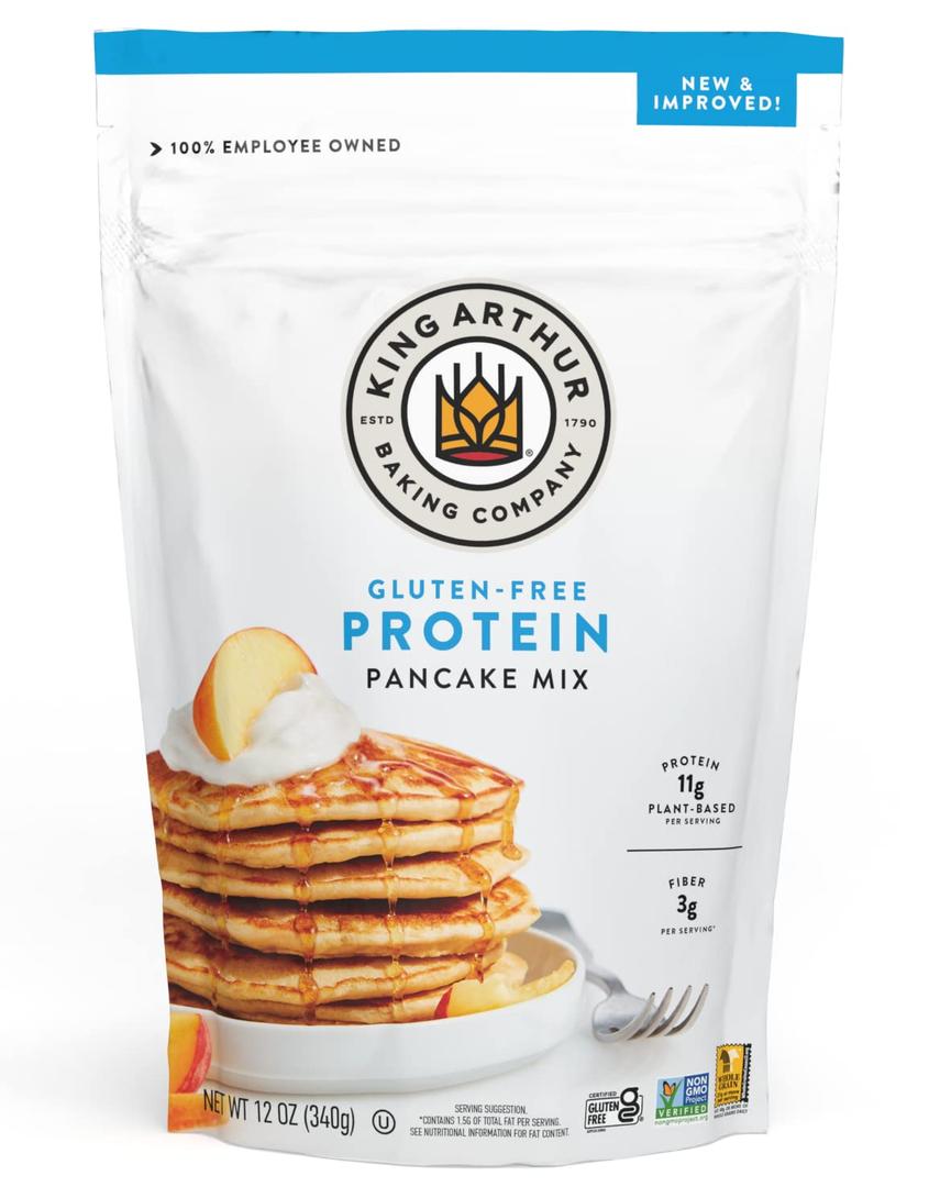 King Arthur Flour Gluten Free Protein Pancake Mix, Non-GMO Project Verified, No Sugar Added, Non-Dairy, 12 Oz (Pack of 6)