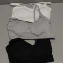 Blulu 3 Pieces Mini Camisole Bra Wireless Padded Bra with Adjustable Straps for Women Girls (S, White, Gray, Black)