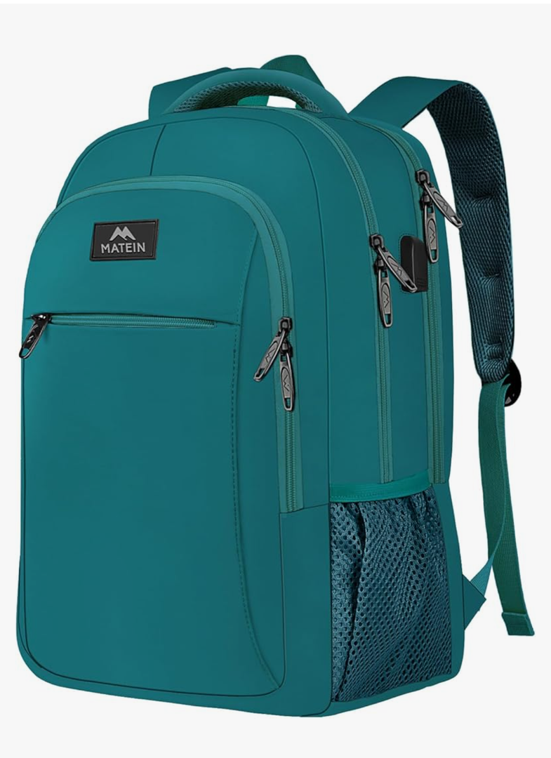 MATEIN Slim Laptop Backpack, Anti Theft 15.6 inch Computer Travel Backpack with USB Charging Port for Work College, Sturdy Water Resistant Daily Rucksack Bag Gifts for Men & Women, Peacock Blue