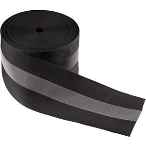 LLPT Reflective Ribbon Sew On Tape High Visibility 2 x 50 Ft Nylon Silver Florescent Safety Webbing for Warning Safety Trim Deco on Vest Belt Jacket Bag Pants Shoes Pet Wears Black(RRB250)