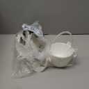 2 Pcs Wedding Flower Girl Baskets with Cute Pearl Handle Bowknot Satin Flower Baskets for Wedding Ceremony, Ivory