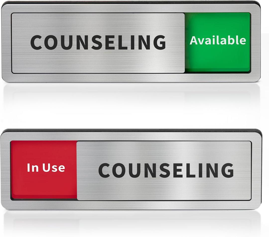 Counseling Room Door Sign with Slider, Do Not Disturb Privacy Office Sign, In Use/Available Acrylic Sliding Indicator for Business Hospital Home, Brushed Silver 8" x 2.6"
