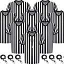Ramede 8 Sets Referee Shirt with Whistle Official Football Referee Shirt Umpire Jersey Halloween Group Costume for Men Woman  Large