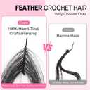 Miracle Knots Feather Crochet Hair (Deep Wave) - 18" Hand-Tied Synthetic Extensions, 100 Strands Soft Cotton Core Glue-Free Knotless Hair Pieces (Natural Black)
