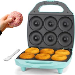 Bakers Friend Mini Donut Maker Machine for Home, 6 x 3'' Mini Doughnut Maker Machine, Donut Maker for Kids, Maquina Para Hacer Donas, Donut Baking Pan, Donut Party, Aqua