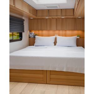 RV King Size Sheet Set 72 X 80 - 4 Piece RV Short Queen Bed Sheets - Ultra Soft, Breathable & Cooling - Designed for Bunks, Trailers & Camper - Fits 8 to 12" Mattress - Hotel Luxury Bedding - White