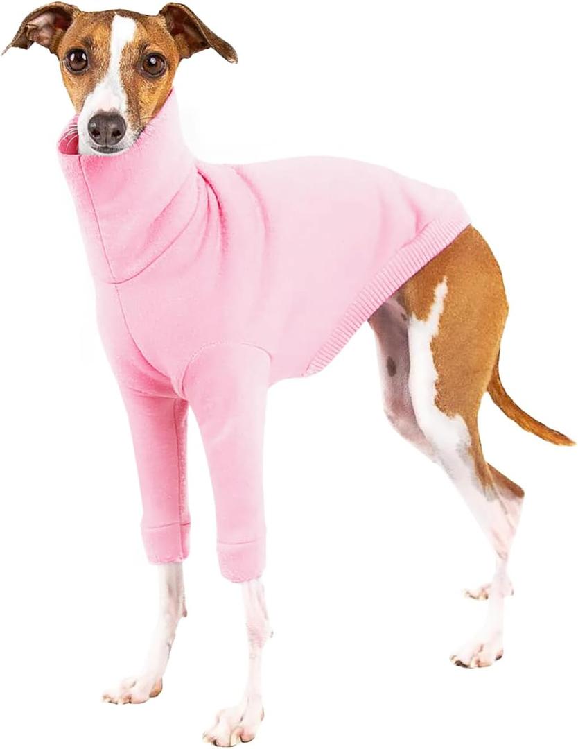 Dog Fleece Sweater Turtleneck Long Sleeve Pullover Sweatshirt Warm Puppy Clothes for Small Dogs (Pink) S