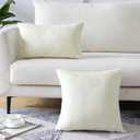 Artscope Luxury Velvet Pillow Covers Super Soft Decorative Square Throw Pillow Covers Case Cushion Covers for Sofa Couch Bedroom Car Decor 12x20 Inch Cream White