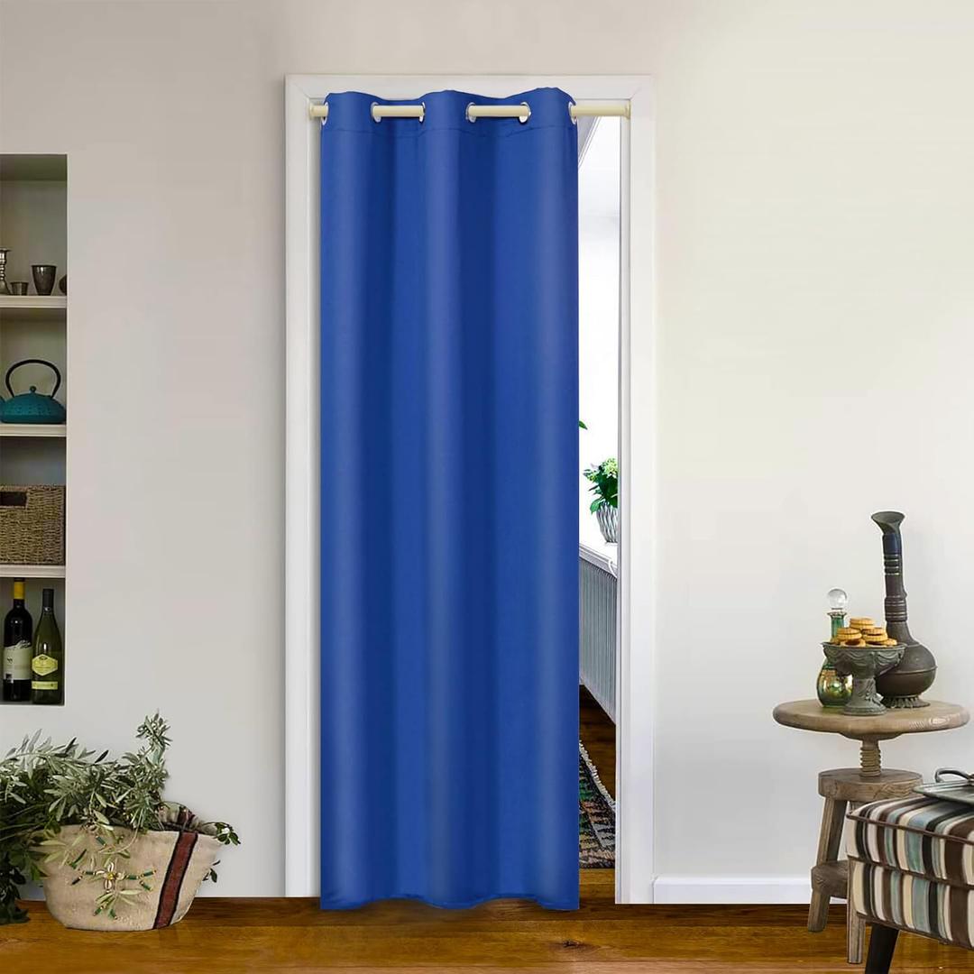 MYSKY HOME Blue Closet Door Curtains 72 Inch Blackout Curtains for Living Room Grommet Thermal Insulated Room Darkening Window Drapes for Bedroom Doorway, 1 Curtain Panel, 42 x 72 Inch, Royal Blue
