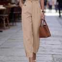 BTFBM Business Casual Outfits for Women Tapered Work Pants (Beige, S)