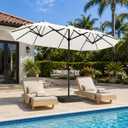 DomeShade Large 15FT Double Sided Patio Umbrella with Base Included,Ivory, Extra Large