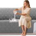 Turquoize 100% Waterproof Sofa Covers Couch Cover for 3 Cushion Couch Triple Non-Slip Sofa Slipcover Washable Furniture Protector for Pets, Kids, Dog (Sofa 70", Light Gray)