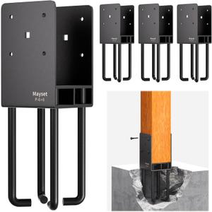6x6 Concrete Post Anchor, Heavy Duty Stainless Steel Concrete Fence Post Holder with Air Flow Channe Post Base Bracket for Fence, Deck Railing,Pergola, 4Pack [Patent Pending]