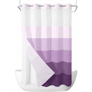 No Hook Shower Curtain with Snap in Liner, Ombre Purple Shower Curtains and Liner Set, 36*72