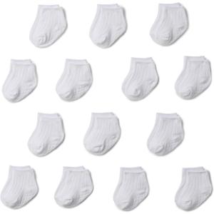 Amazon Essentials Unisex Babies' Non Slip Grip Ribbed Ankle Socks (12-24 Months, White)