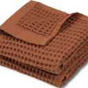 DEMMEX Organic Cotton Waffle Turkish Hand Towels for Bathroom & Kitchen, Large 20x30 in, 100% Oeko-TEX Certified Ultra Soft Turkish Cotton, Lightweight Quick Dry Waffle Weave, Set 2 (Terracotta)