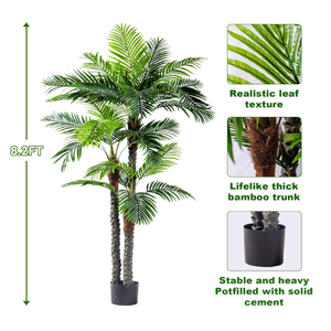 Erimda 8.2FT Artificial Phoenix Palm Tree Artificial Plants Indoor Outdoor Large Faux Coconut Silk Palm Tree Tropical Fake Tree Faux Sago Palm Plant for Modern Farmhouse Yard Outside Patio Poolside