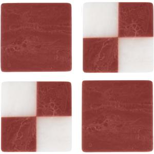 Folkulture Resin Coasters Set of 4 | Waterproof Drink Coasters for Coffee Table, Party Decor, Bar Accessories | Cute, Boho Home Décor | Housewarming Gifts - Checkered Rust