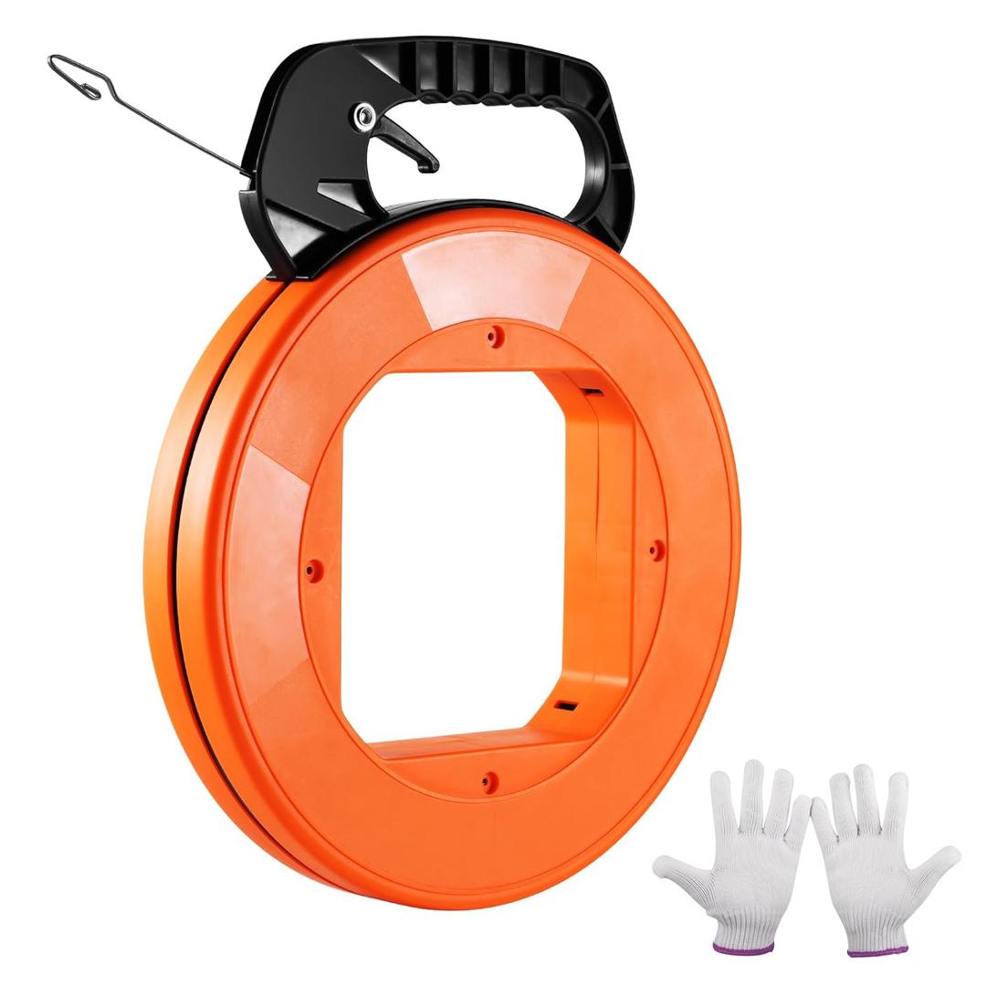 VEVOR Fish Tape, 120-foot, 1/8-inch, Steel Wire Puller with Optimized Housing and Handle, Easy-to-Use Cable Puller Tool, Flexible Wire Fishing Tools for Walls and Electrical Conduit, Non-Conductive