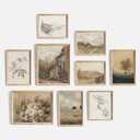 TheCanvas Vintage Wall Art Prints Set of 9, Eclectic Nature Wall Art for Living Room, French Country Landscape Painting, Gallery Wall Decor for Bedroom or Farmhouse UNFRAMED