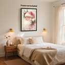 Yermidi Pink Vintage Santa Claus Christmas Wall Art Retro Holiday Canvas Print Festive Santa Artwork Poster Farmhouse Christmas Pictures Wall Decor for Living Room Fireplace 16x24inch Unframed