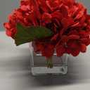 Silk Red Hydrangea Artificial Flowers in Vase with Faux Water, Faux Floral Arrangements in Vase for Home Decor, Wedding Table (Red)