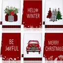 Bencailor 6 Pcs Christmas Kitchen Towels Buffalo Plaid Christmas Hand Towels Xmas Tree Red Truck Dish Cloths 24x16 Inch Absorbent Winter Decorative Tea Dishcloths for Home Kitchen Bathroom Xmas Gifts
