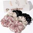 Yanibest 100% Mulberry Silk Scrunchies for Hair Care, No Damage Silk Hair Ties for Women and Girls 6 pcs, Classic
