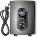 Mini Tankless Under Sink Instant Hot Water Heater Electric 3kW 120V Plug-in, Enlarged LED Digital Display, Knob Control, IPX4, Multiprotective, 30-55 Thermostatic On Demand Water Heater, Gray