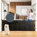 HAMOPY 120 Inch Reinforced Strip Extra Wide Retractable Baby Gate, 33" Tall, Prevent Crawling Through, Wide Extra Long Child Safety Gate for Indoor Baby Fence, Outdoor, Stairs, Deck(Black)