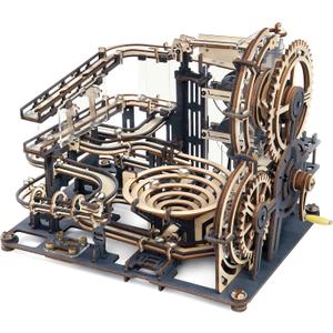 ROBOTIME 3D Puzzles Marble Run - LGA01 Marble Night City Wooden Model to Build - Model Building Kits for Adults 
