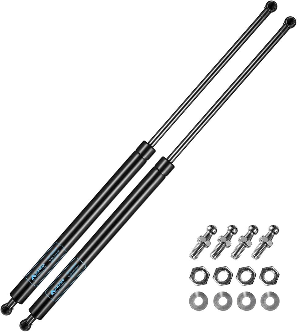 ARANA Gas Struts 28 inch 200 Pound with 10MM Ball Studs, 28" Gas Spring Shocks Lift Supports for Heavy Duty Lid Snowmobile Trailer Tonneau Cover Trap Door Custom Wooden Lid(Fit 180-220lbs Lid), 2Pcs