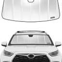 Windshield Sun Shade for Toyota Highlander 2020-2025. Reflective Aluminum Film Front Window Sunshade - BLAZBLOCK (Classic Shiny Silver)
