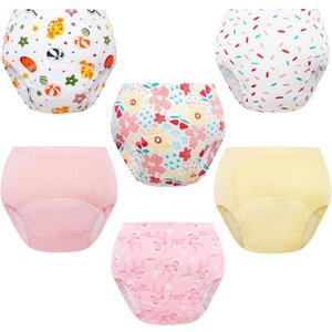 Nutyomi Baby Cotton Training Pants 6 Packs Toilet Training Underpants Absorbent Toddler Potty Training Underwear (Girls Colorful), Size: 4-5T