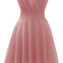 Dressever Summer Cocktail Dress V-Neck Adjustable Spaghetti Strap Chiffon Sundress (Large, Blush Pink)