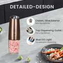 Rechargeable Salt And Pepper Grinder Set with LED Light, Automatic Electric Gravity Salt And Pepper Shakers Set, No Battery Needed, Adjustable Roughness, 2 Pack (Copper)