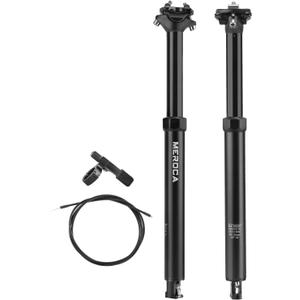 Dropper Seat Post for Mountain Bike, 30.9/31.6mm Bike Seat Post, 125mm Travel, Aluminum Body, with Remote Lever and Cable Kit, MTB/Ebike Internal Routing