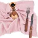 3 x Fall Thanksgiving Rustic Cloth Napkins 16.5x16.5 Inches Handmade Cotton Linen Napkins with Fringe Boho Washable Dinner Napkins in Bulk for Wedding Party Table Decor Set of 4 Dusty Rose