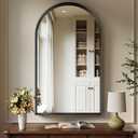 Brightify Arched Mirror, Arched Wall Mirror, 24 x 42 Inch Black Arch Mirror, Metal Frame Black Bathroom Mirror, Arched Top Bathroom Vanity Mirror for Living Room Bedroom Mantel Entryway Hallways
