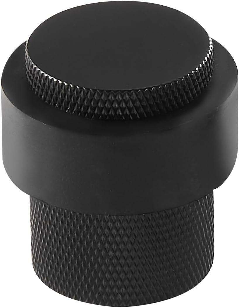 1-1/2 Inch Length 1-3/5 Height Cylindrical Floor Mount Door Stopper Heavy Duty Door Holder Brass Floor Mounted Hardware Quite Doorstop Keep Door Open, 1 Pack, Matt Black