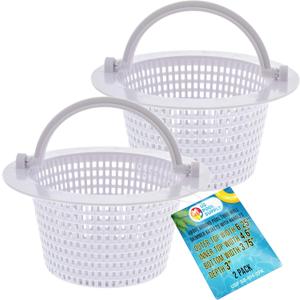 U.S. Pool Supply Above Ground Pool Thru-Wall Skimmer Baskets with Handles, 2 Pack - Swimming Pool Replacement Baskets - Standard Small Thru-Wall Size - Skim Remove Debris, Cleanout Leaves