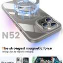 360 Rotatable Magnetic Stand for iPhone 16 pro Case Compatible with Magnetic 16FT Military Drop Protection, Anti-Scratch/Fingerprint Shockproof iPhone 16 pro Phone Case(Clear-Grey)