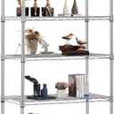 FDW 6 Tier Wire Shelving Units 23L x 13W x 59H Adjustable Metal Storage Rack NSF Pantry Shelves Kitchen Organization Shelf for Kitchen Garage Small Places Commercial, Chrome (231359)