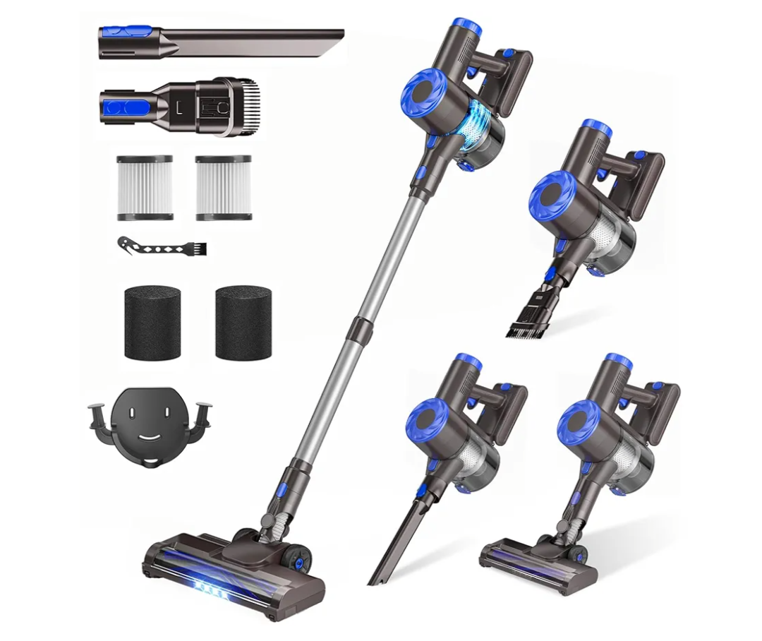 Cordless Vacuum Cleaner, Super Power Suction Stick Vacuum Cleaners with 2200 mAh Battery,8-in-1 Lightweight Self-Standing, 35 Mins Runtime for Home Low-Pile Carpet Pet Hair