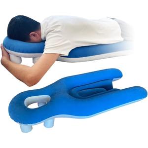Face Down Pillow After Eye Surgery, Prone Pillow with Arm Hole for Sleeping, Retinal Detachment Vitrectomy Recovery Lying Pillows, Inflatable Face Support Post Eye Surgery Head Cradle (Blue)