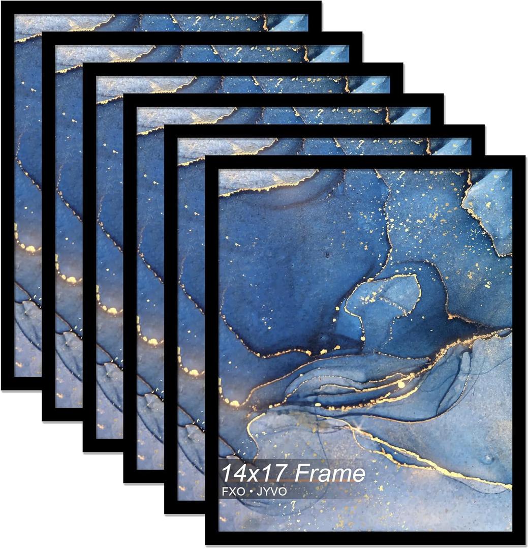 14x17 Picture Frame Set of 6, Black Frame for 14 x 17 Inch Picture Poster Photo, Light Weight and High Transparent 14 by 17 Frame for Wall - 6 Pack/Black/14 x17