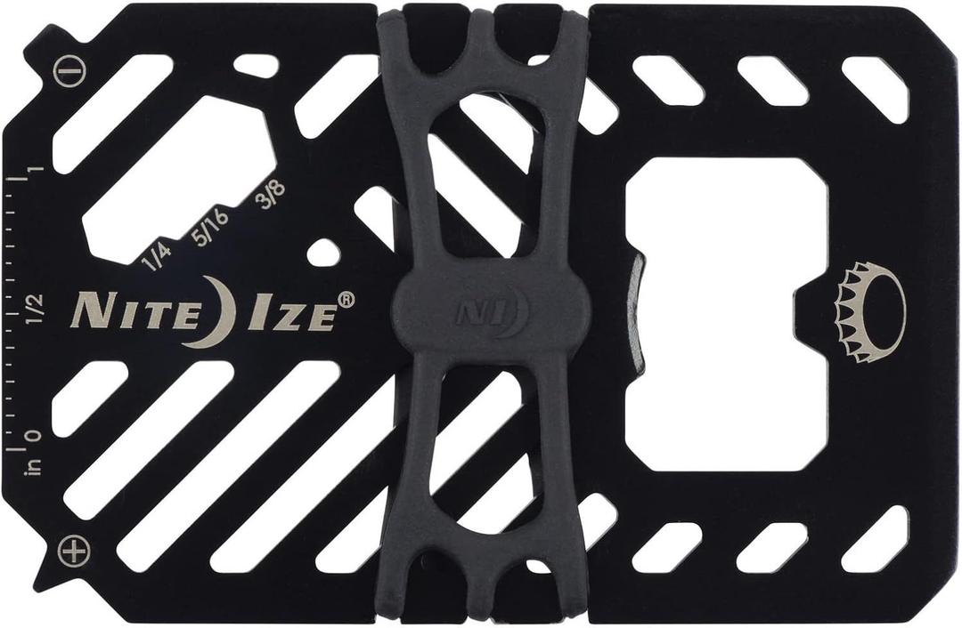 Nite Ize Financial Multi Tool Wallet - Stainless Steel 7-in-1 Multi Tool - Travel Wallet for Men & Women - Bottle Opener, Screwdriver, Rulers & More - Black